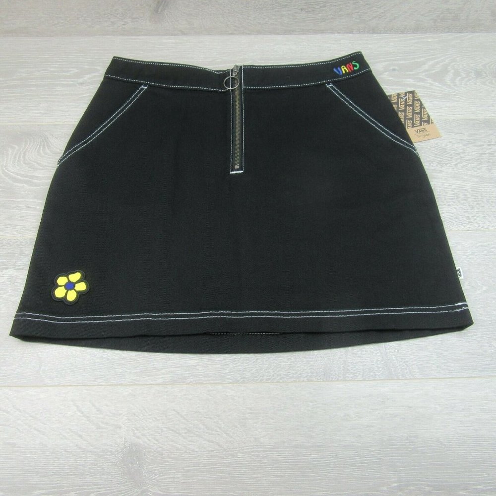 VANS Brighton Womens Denim Black Mini Skirt Size L - Picture 2 of 11